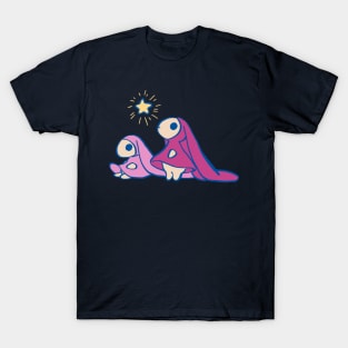 chobits anata and atashi with star / a city with no people pink pastel rabbits T-Shirt